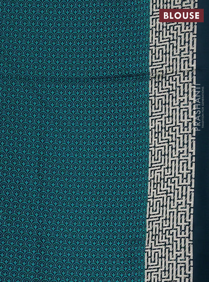 Banarasi semi katan silk saree black and teal green with allover self emboss and zari woven border