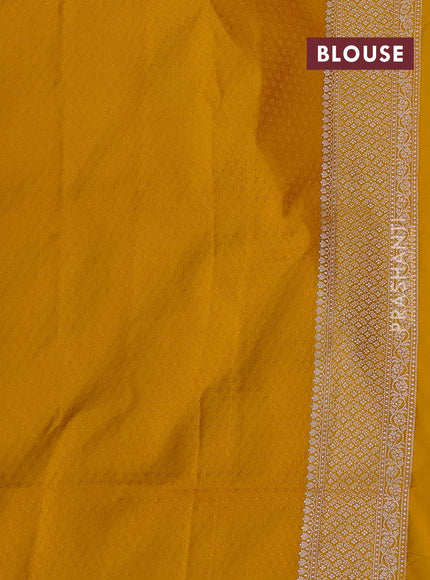 Banarasi semi katan silk saree yellow with zari woven buttas and zari woven border
