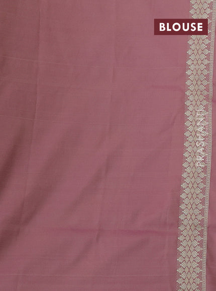 Banarasi semi katan silk saree mauve pink with allover zari weaves & thread wiven buttas and zari woven border