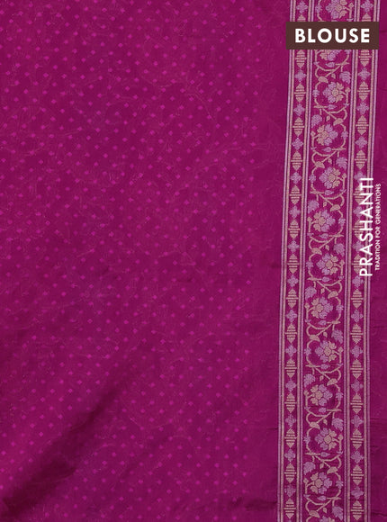 Banarasi semi katan silk saree dark magenta pink with allover zari weaves  and zari woven border