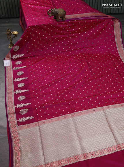 Banarasi semi katan silk saree purple with allover thread weaves & zari woven buttas and zari woven border
