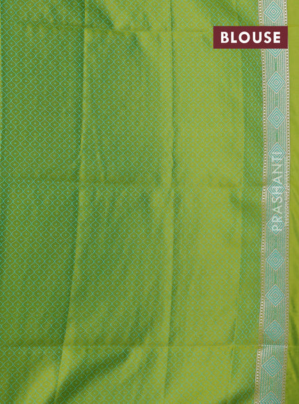 Banarasi semi katan silk saree lime green with allover thread weaves & zari woven buttas and zari woven border