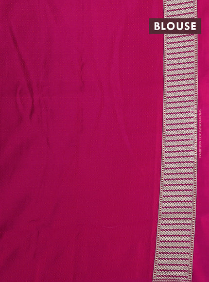 Banarasi semi katan silk saree dark pink with allover thread weaves & zari woven border and zari woven border