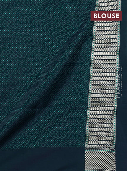 Banarasi semi katan silk saree navy blue with allover thread weaves & zari woven border and zari woven border