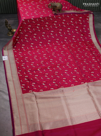 Banarasi semi katan silk saree purple with allover thread weaves & zari woven border and zari woven border