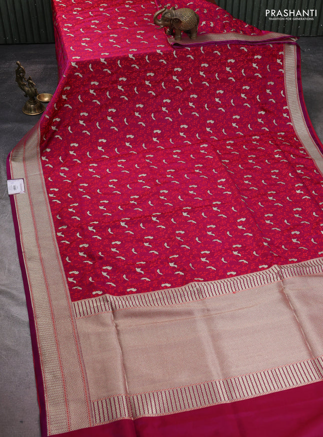 Banarasi semi katan silk saree purple with allover thread weaves & zari woven border and zari woven border