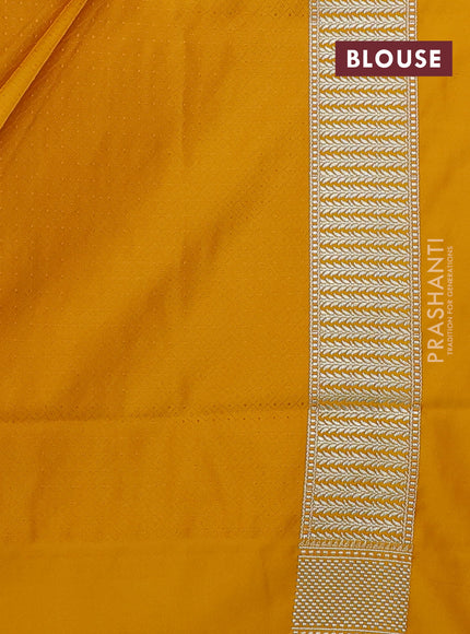 Banarasi semi katan silk saree yellow with allover thread weaves & zari woven border and zari woven border