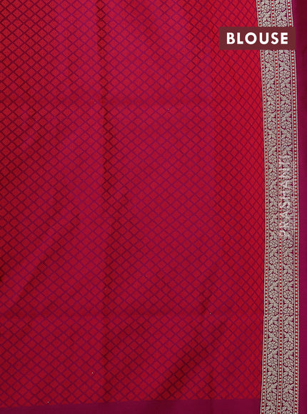 Banarasi semi katan silk saree dark magenta pink with allover thread weaves & zari woven buttas and zari woven border