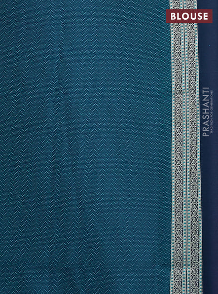 Banarasi semi katan silk saree dual shade of bluish green with allover thread woven buttas and zari woven butta border
