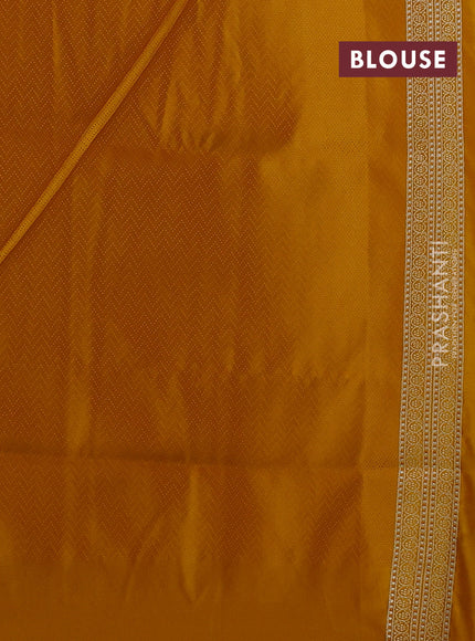 Banarasi semi katan silk saree yellow with allover thread woven buttas and zari woven butta border