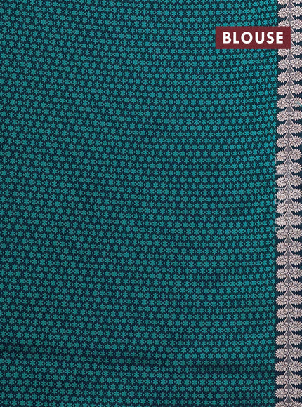 Banarasi semi katan silk saree peacock blue with thread & zari woven buttas and zari woven border