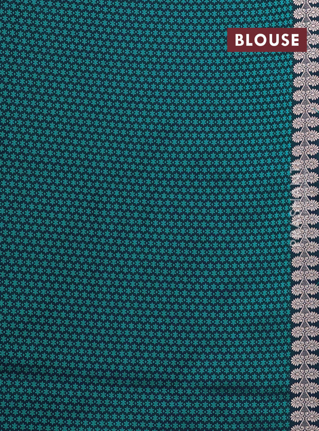 Banarasi semi katan silk saree peacock blue with thread & zari woven buttas and zari woven border