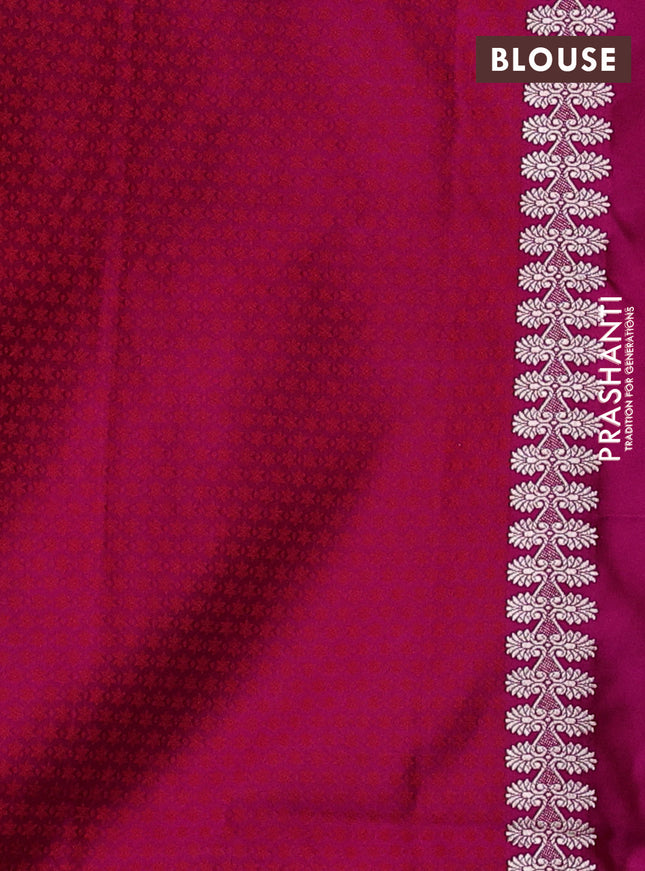 Banarasi semi katan silk saree dark pink with thread & zari woven buttas and zari woven border