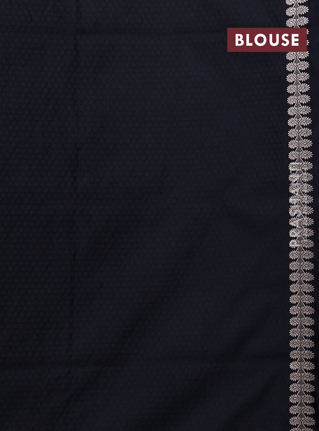 Banarasi semi katan silk saree black with thread & zari woven buttas and zari woven border