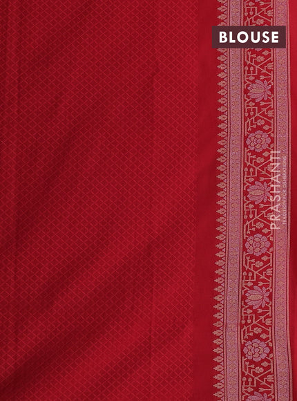 Banarasi semi katan silk saree red with allover silver & gold zari woven buttas and zari woven border