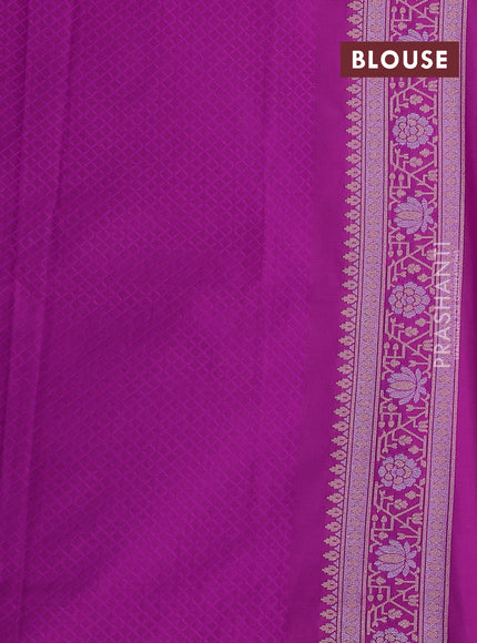 Banarasi semi katan silk saree magenta pink with allover silver & gold zari woven buttas and zari woven border