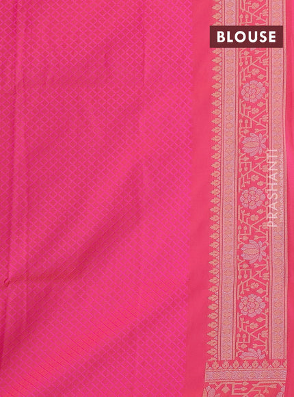 Banarasi semi katan silk saree peach pink with allover silver & gold zari woven buttas and zari woven border