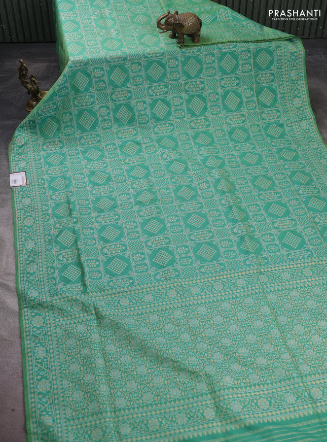 Banarasi semi katan silk saree pastel green with allover silver & gold zari woven buttas and zari woven border