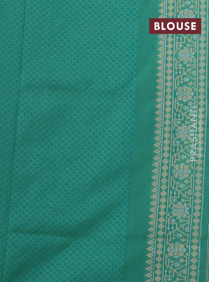 Banarasi semi katan silk saree pastel green with allover silver & gold zari woven buttas and zari woven border