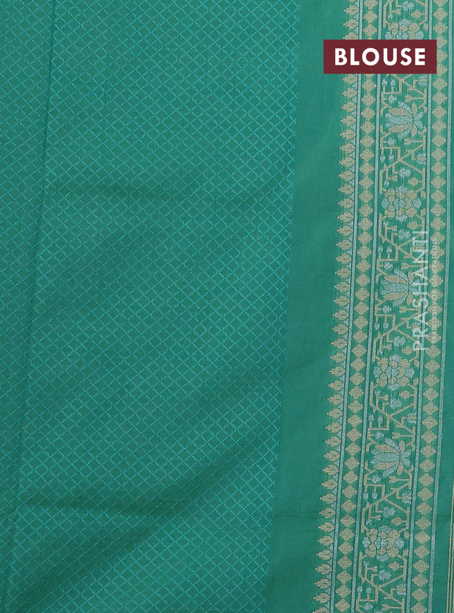 Banarasi semi katan silk saree pastel green with allover silver & gold zari woven buttas and zari woven border