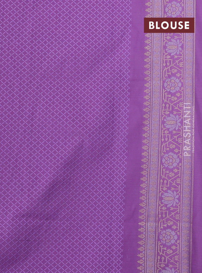 Banarasi semi katan silk saree lavender with allover silver & gold zari woven buttas and zari woven border