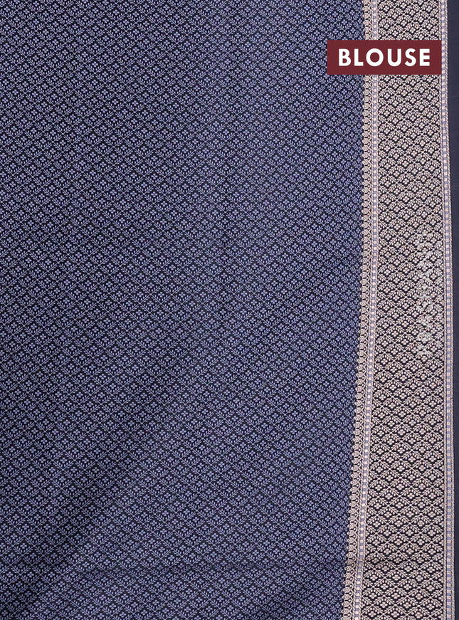Banarasi semi katan silk saree grey with allover self emboss and copper zari woven border