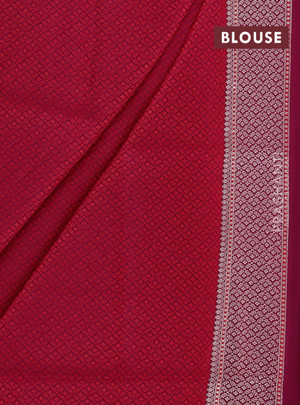 Banarasi semi katan silk saree deep purple with allover self emboss and copper zari woven border