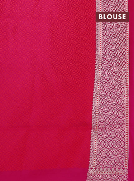 Banarasi semi katan silk saree dark pink with allover self emboss and copper zari woven border