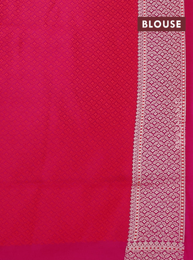 Banarasi semi katan silk saree dark pink with allover self emboss and copper zari woven border