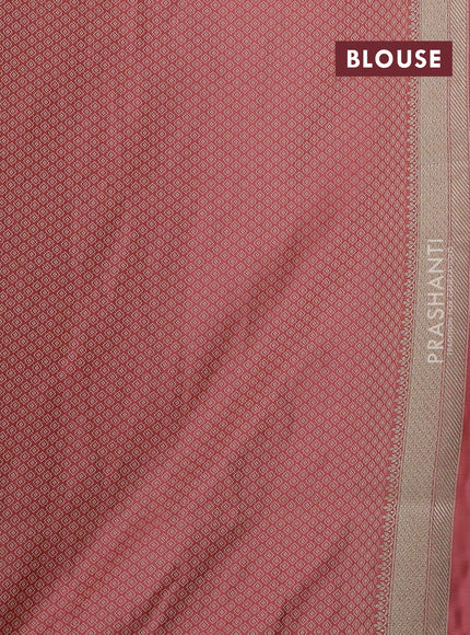 Banarasi semi katan silk saree peach shade with allover floral self emboss & zari woven buttas and zari woven border