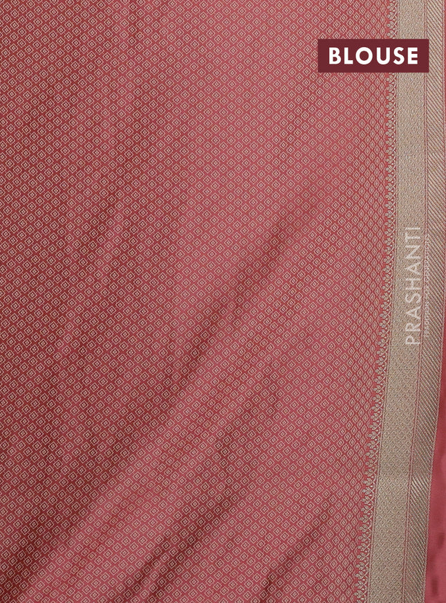 Banarasi semi katan silk saree peach shade with allover floral self emboss & zari woven buttas and zari woven border