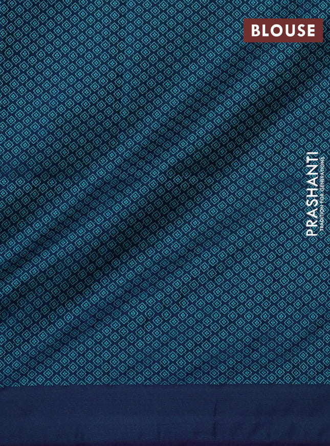 Banarasi semi katan silk saree peacock blue with allover floral self emboss & zari woven buttas and zari woven border