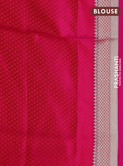 Banarasi semi katan silk saree dark pink with allover floral self emboss & zari woven buttas and zari woven border