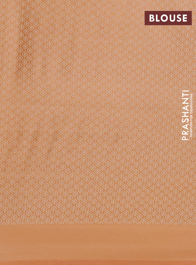 Banarasi semi katan silk saree peach orange with allover floral self emboss & zari woven buttas and zari woven border