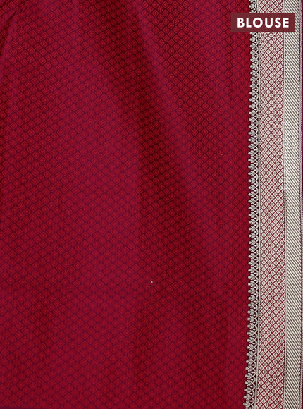 Banarasi semi katan silk saree wine shade and red with allover floral self emboss & zari woven buttas and zari woven border