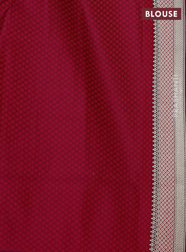 Banarasi semi katan silk saree wine shade and red with allover floral self emboss & zari woven buttas and zari woven border