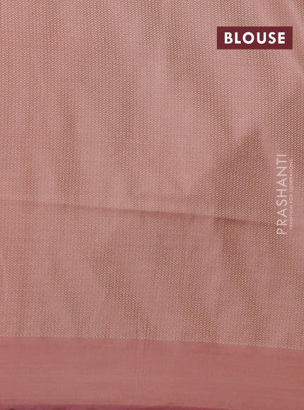 Banarasi semi katan silk saree peach shade with allover thread weaves & zari woven buttas and zari woven border