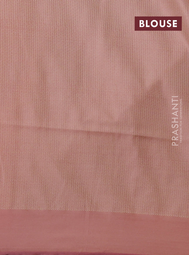 Banarasi semi katan silk saree peach shade with allover thread weaves & zari woven buttas and zari woven border