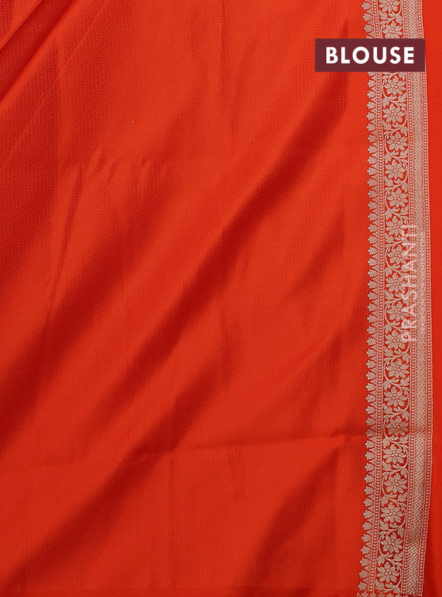 Banarasi semi katan silk saree orange with allover thread weaves & zari woven buttas and zari woven border