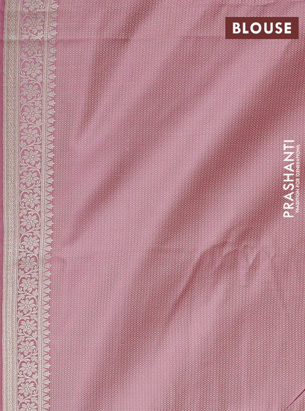 Banarasi semi katan silk saree pastel pink with allover thread weaves & zari woven buttas and zari woven border