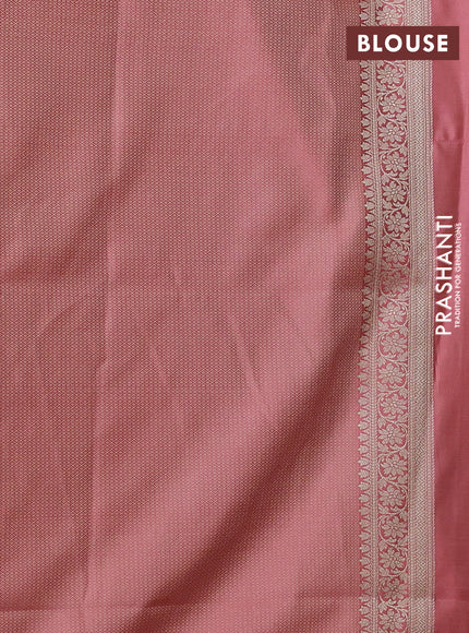 Banarasi semi katan silk saree peach pink with allover thread weaves & zari woven buttas and zari woven border
