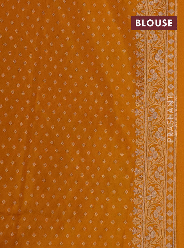 Banarasi semi katan silk saree yellow with allover silver & zari weaves and zari woven border