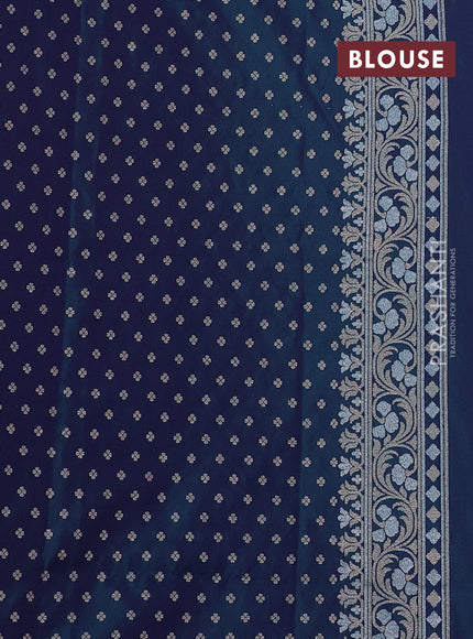 Banarasi semi katan silk saree dual shade of bluish pink with allover silver & zari weaves and zari woven border