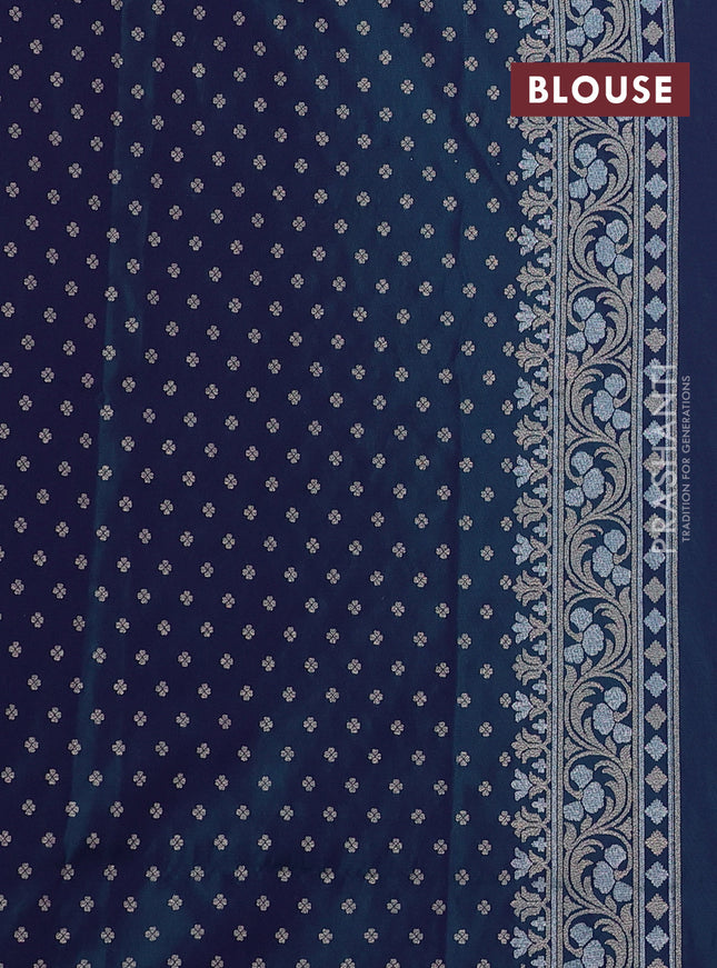 Banarasi semi katan silk saree dual shade of bluish pink with allover silver & zari weaves and zari woven border