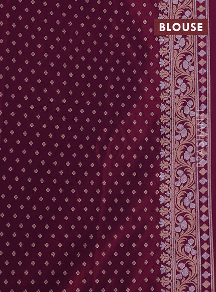 Banarasi semi katan silk saree deep purple with allover silver & zari weaves and zari woven border