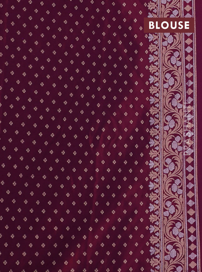 Banarasi semi katan silk saree deep purple with allover silver & zari weaves and zari woven border