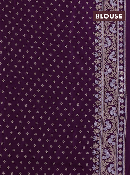 Banarasi semi katan silk saree purple with allover silver & zari weaves and zari woven border