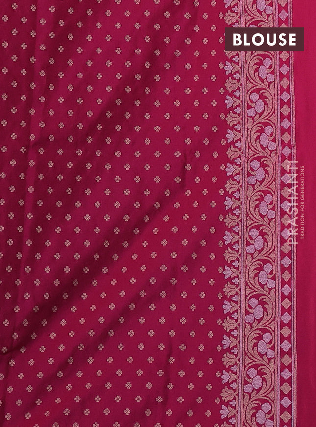 Banarasi semi katan silk saree pink with allover silver & zari weaves and zari woven border