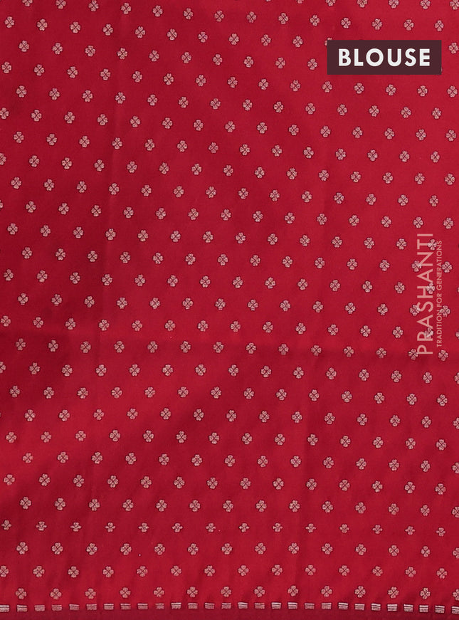 Banarasi semi katan silk saree red with allover silver & zari weaves and zari woven border
