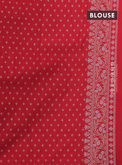 Banarasi semi katan silk saree red with allover silver & zari weaves and zari woven border